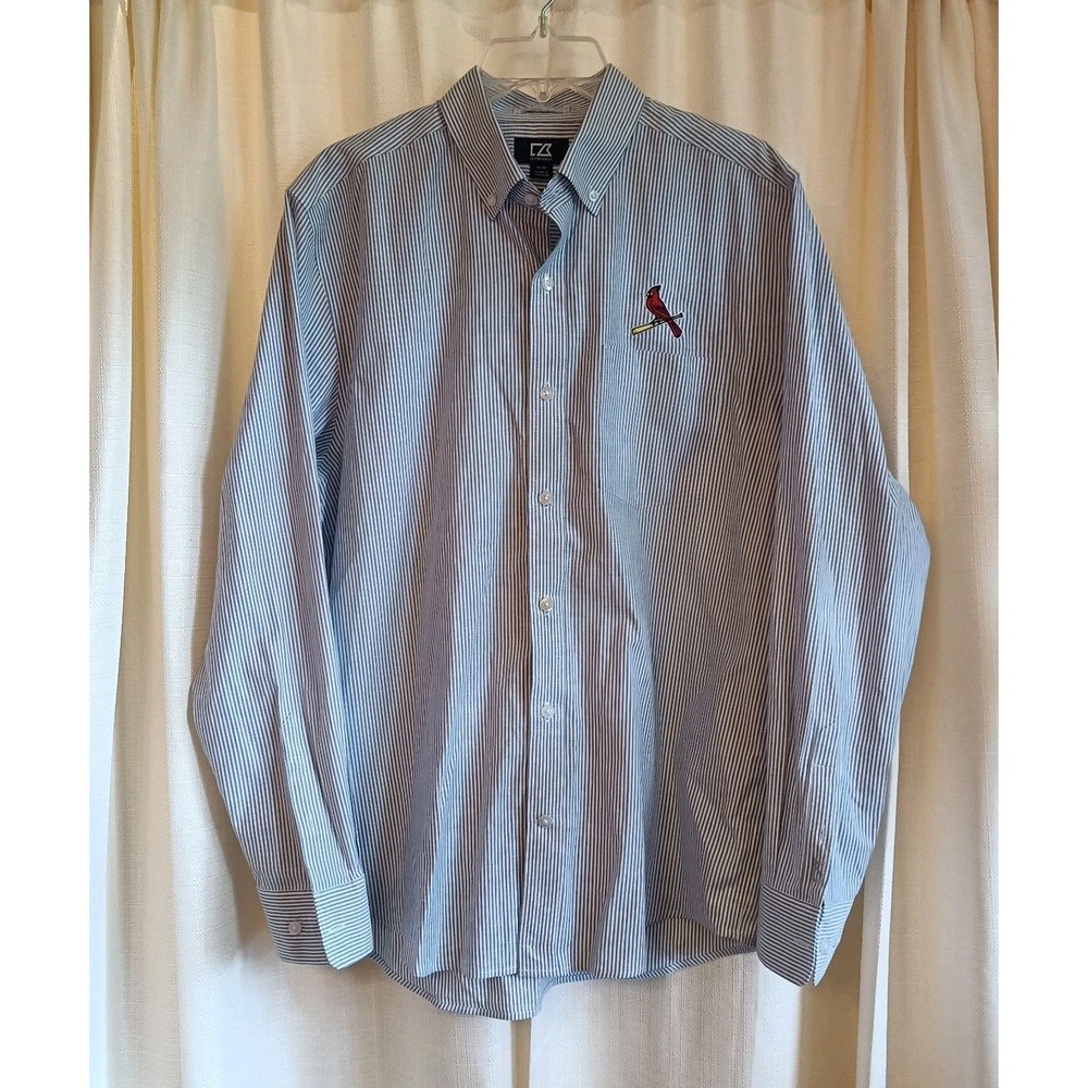 Cutter & Buck Men's M Arizona Cardinals Striped Embroidered Button Up Shirt NFL